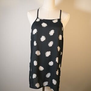 Cabi Women M Black White Daisy Floral Spaghetti Strap Camisole Festival Boho